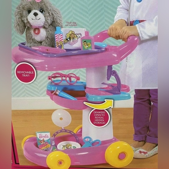Barbie Pet Care Cart Includes 15 Pieces Drawers Open For Hidden Storage … - Picture 4 of 5